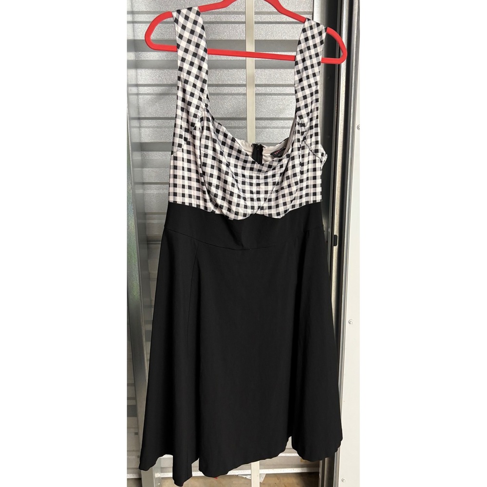Torrid Womens Black White Gingham Fit Flare Dress Sleeveless Rockabilly Size 22